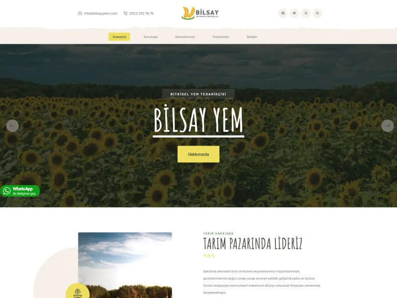 Bilsay Yem web sitesi tasarımı - Tarım & Yem - UCY Medya Adana