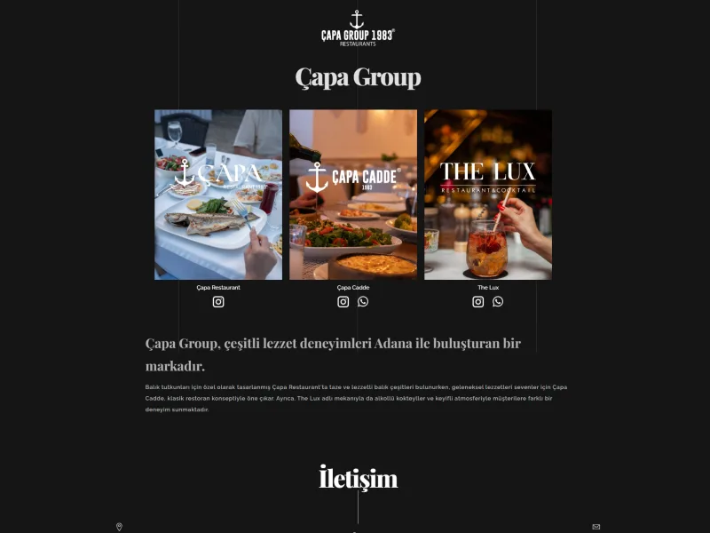 Çapa Group web sitesi tasarımı - Gıda & Restoran - UCY Medya Adana