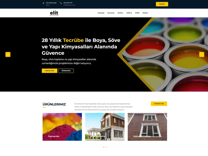 Elit Boya web sitesi tasarımı - İnşaat & Yapı - UCY Medya Adana