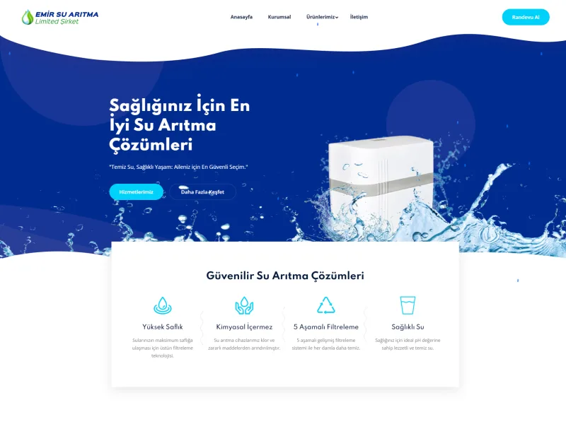 Emir Su Arıtma web sitesi tasarımı - Teknik Servis & Tesisat - UCY Medya Adana