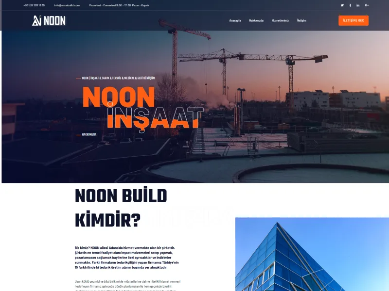 NOON Build web sitesi tasarımı - İnşaat & Yapı - UCY Medya Adana
