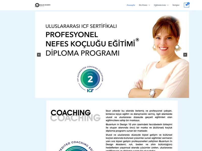 Quantum in Design Koçluk Akademi web sitesi tasarımı - Danışmanlık & Eğitim - UCY Medya Adana