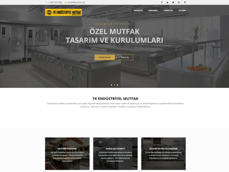 TK Endüstriyel Mutfak web sitesi tasarımı - Gıda & Restoran - UCY Medya Adana