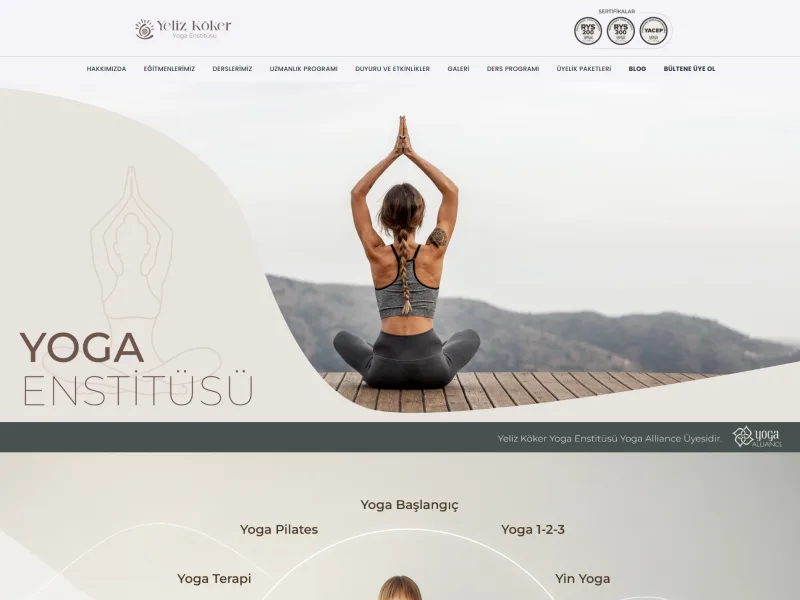 Yeliz Köker Yoga Enstitüsü web sitesi tasarımı - Sağlık & Yaşam - UCY Medya Adana